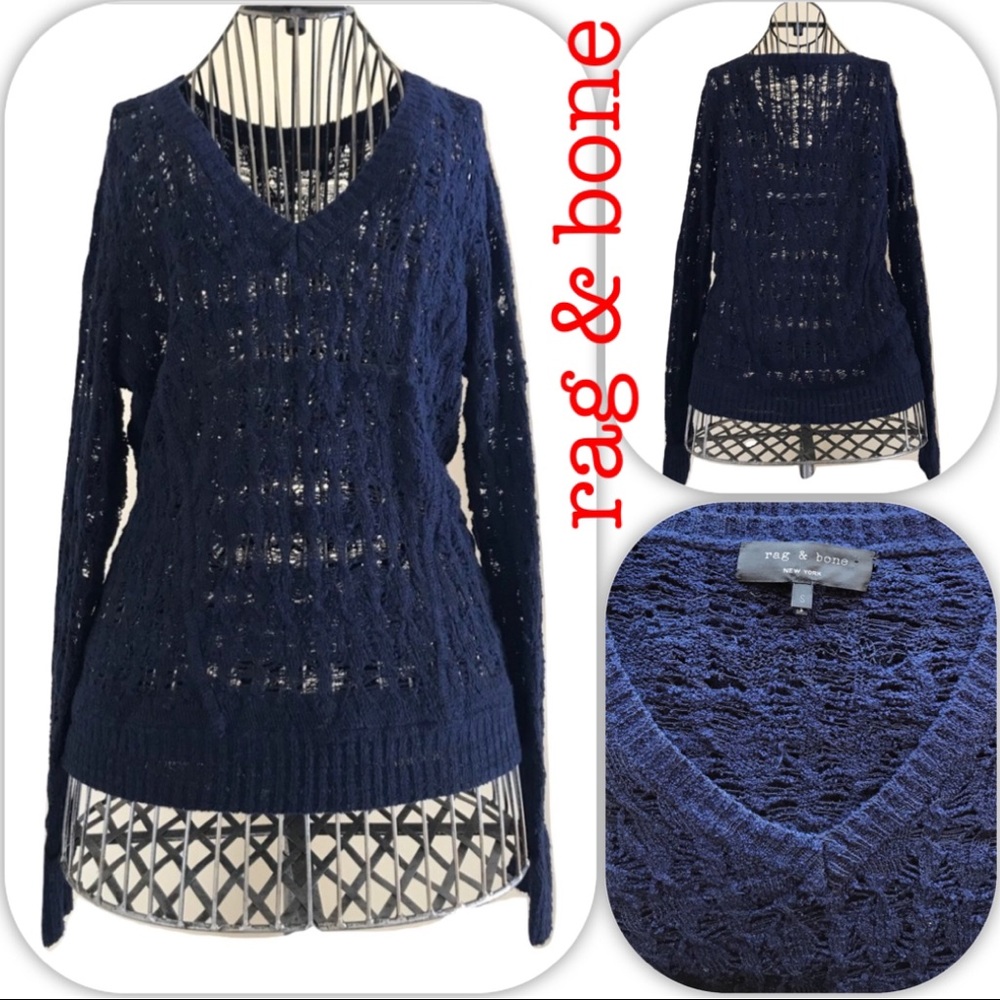 rag & bone Open Knit V-Neck Sweater  S
